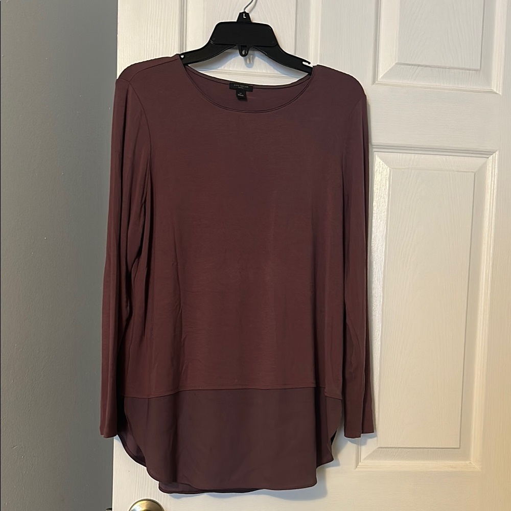 Ann Taylor Multicolored Relaxed High Low Long Sleeve Tunic